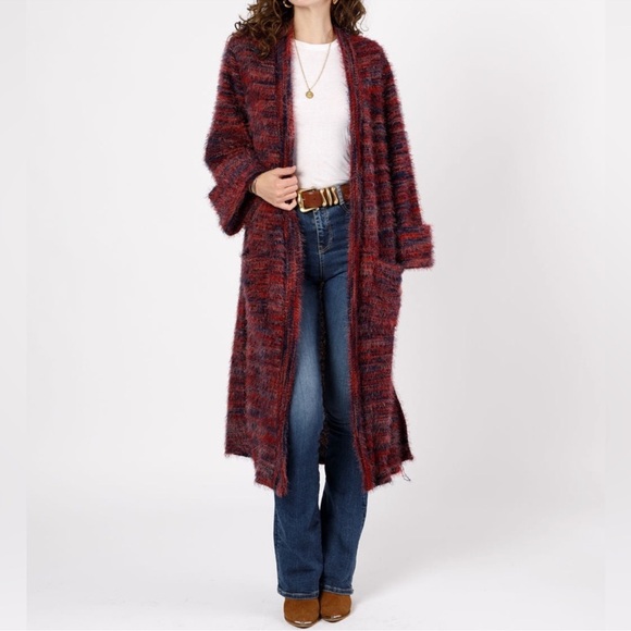 NWT:Band Of The Free BOG Sunset Boulevard Mixed Knit Cardigan Duster•Small - Picture 6 of 9